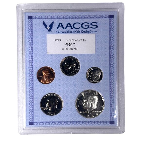 1969 S Proof Coin Set PR67 AACGS - Picture 2 of 3
